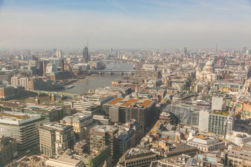Fototapeta premium London aerial view with Thames and St Paul cathedral