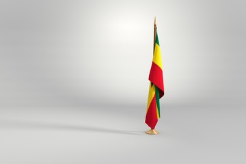 Ghana isolated flag on a wooden mast 3d illustration