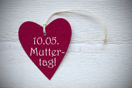 Red Heart Label With German Text Muttertag Means Mothers Day
