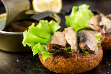 Burger with sardines