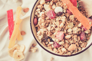 Muesli with fruit and nuts