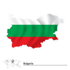 Map of Bulgaria with flag