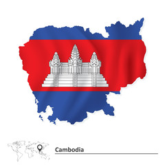 Map of Cambodia with flag