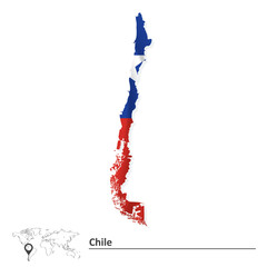 Map of Chile with flag