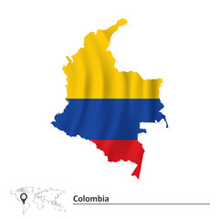 Map of Colombia with flag