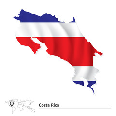 Map of Costa Rica with flag