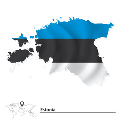 Map of Estonia with flag