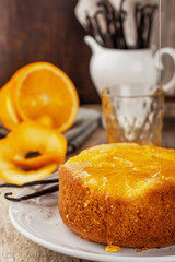 Homemade orange cake upside down