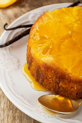 Homemade orange cake upside down