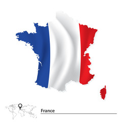 Map of France with flag