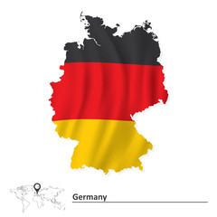 Map of Germany with flag