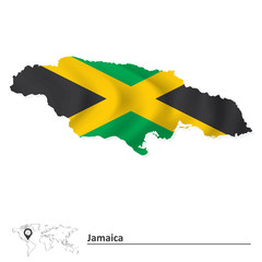 Map of Jamaica with flag