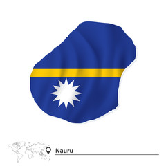 Map of Nauru with flag