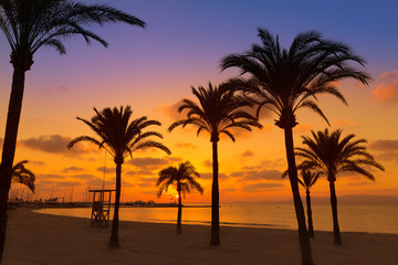 Fototapeta na wymiar Majorca El Arenal sArenal beach sunset near Palma