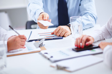 Group of business people working together in office