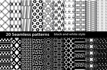 20 seamless pattern black and white