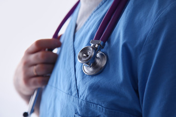 Closeup portrait of a  doctor with stethoscope