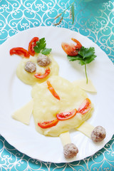 potatoes with meatballs