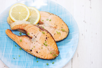 red fish with lemon