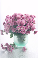 vase with  chrysanthemums