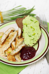 meat and cranberry sauce