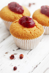 muffins with berry cranberry jam