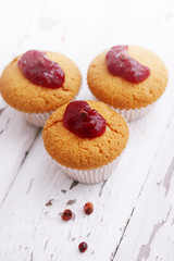 muffins with cranberry jam