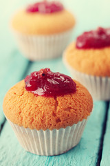 muffins with jam, tinted