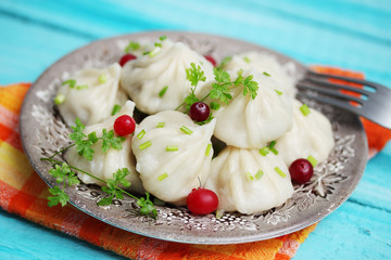khinkali with parsley