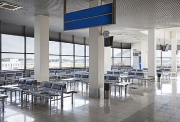 Empty airport waiting hall