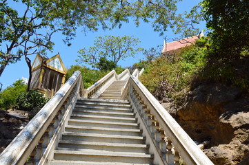 Fototapeta na wymiar stair way to temple on the mountain