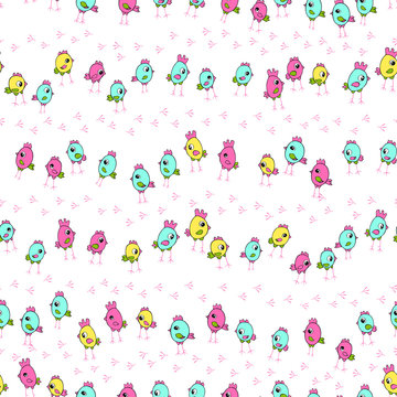 cute little chicks seamless pattern