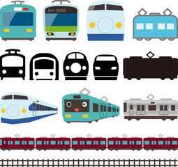 電車と新幹線のアイコンとライン