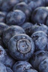 fresh washed wet blueberries
