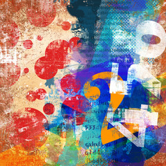 Colored background with typo elements and forms