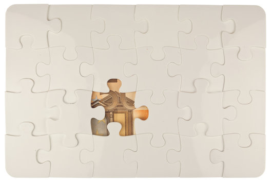 billet de 50 euros cach&eacute; sous puzzle &agrave; colorier