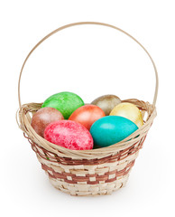 Easter basket isolated on white background with clipping path