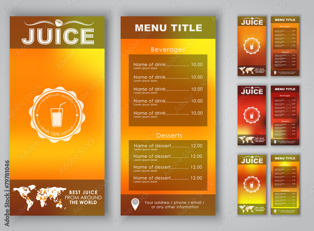 Poster menu design with blurred background