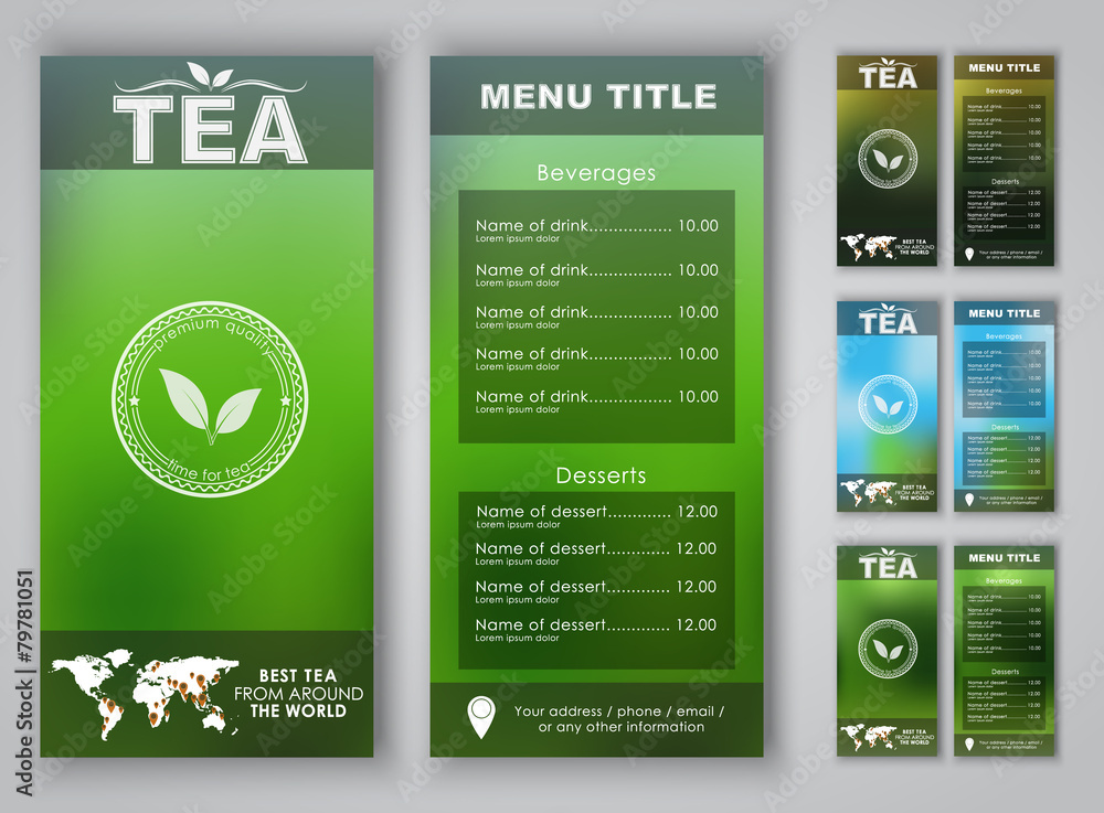 Poster Design of a tea menu with blurred background