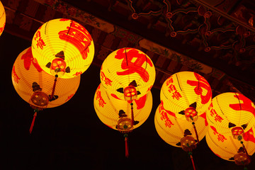 Paper lanterns in a temple in Taiwan