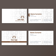 Business cards with abstract oriental ornaments and logo