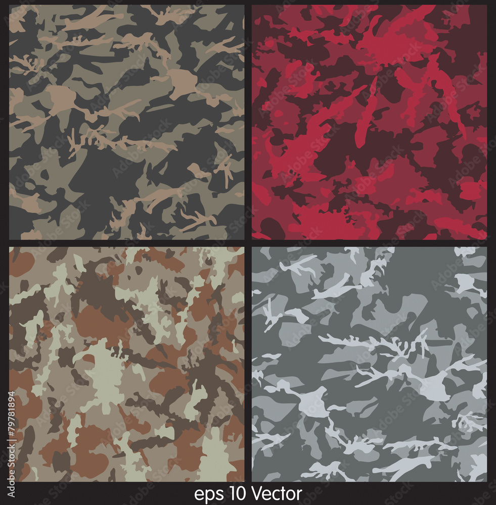 Wall mural seamless set of camouflage pattern vector