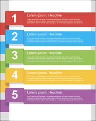 Info-graphic elements. List with points on colored lines