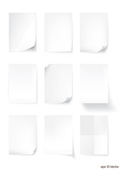 Set of White A4 size paper sheet, Vector