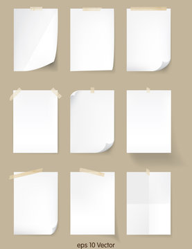 Set of White A4 size paper sheet, Vector