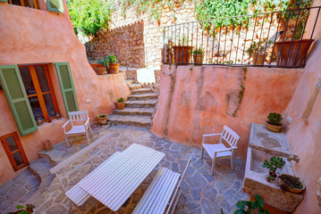 Majorca Balearic house patio in Balearic islands © lunamarina