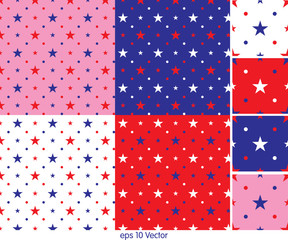 Set of seamless star background patterns