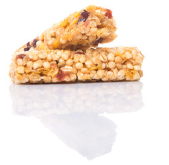 Cereal bar over white background