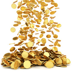 Falling golden coins