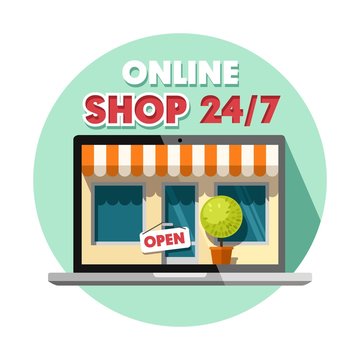 Online shopping concept. Vector illustration.